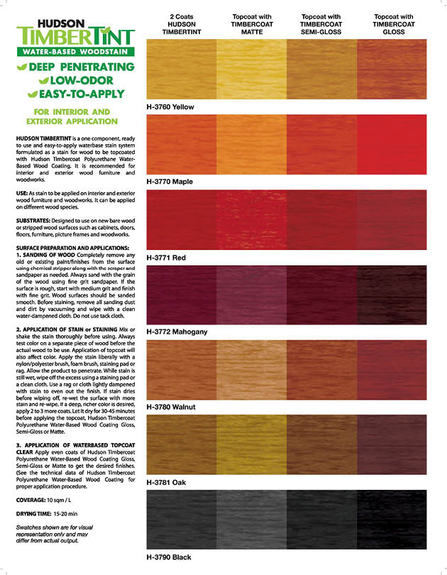 Hudson Timbertint Water-Based Woodstain
